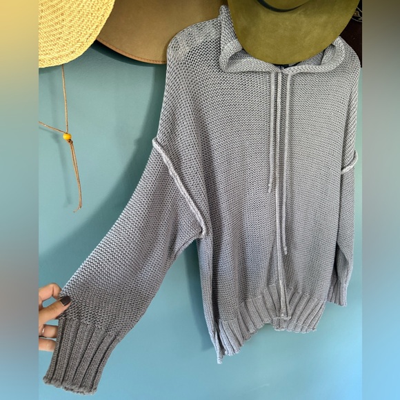 acrobat hooded knit crochet pullover sweater gray sz XS / S - Picture 1 of 6